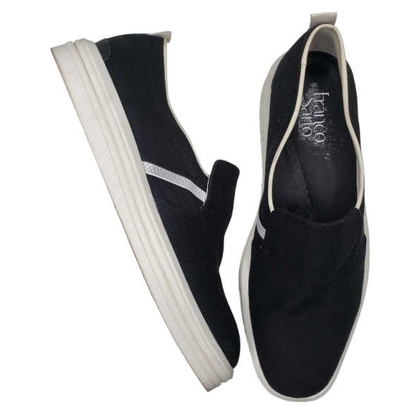 Franco Sarto | Maldives Black Fabric Square Toe Slip On Platform Sneakers 9 - Picture 1 of 12